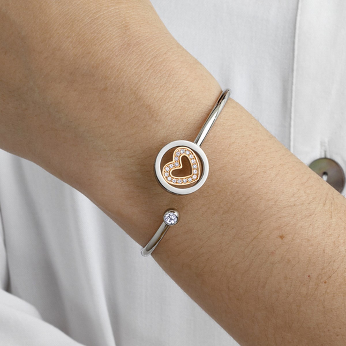 Bracelet jonc Lotus Style collection Bliss coeurbicolore