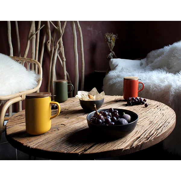 Lot de 2 tisanières mug Juliet jaune et paprika Ogo