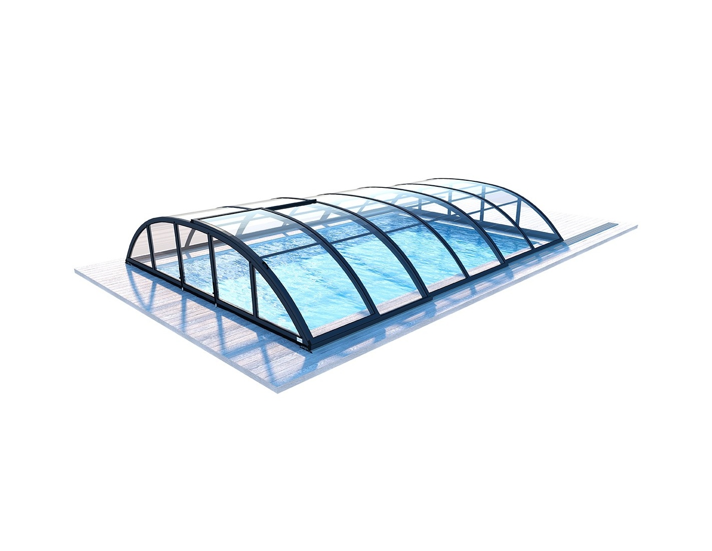 Abri de piscine horizon pour les modèles 7,20x4,20 m - bas58, bas758 - polycarbonate massif 3 mm - couleur ral7016 graphite