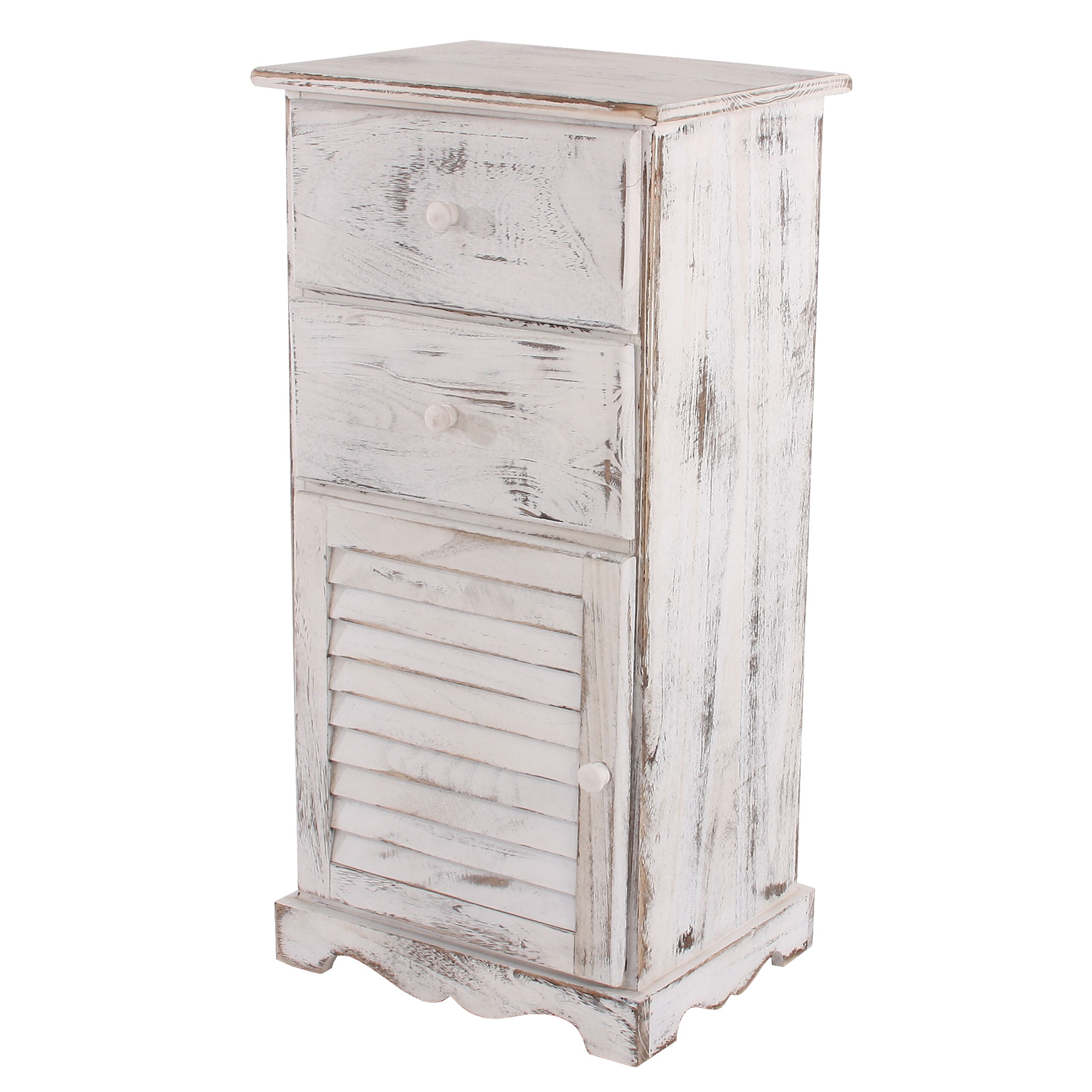 Kommode Schrank, 81x40x32cm, Shabby-Look, Vintage ~ weiß