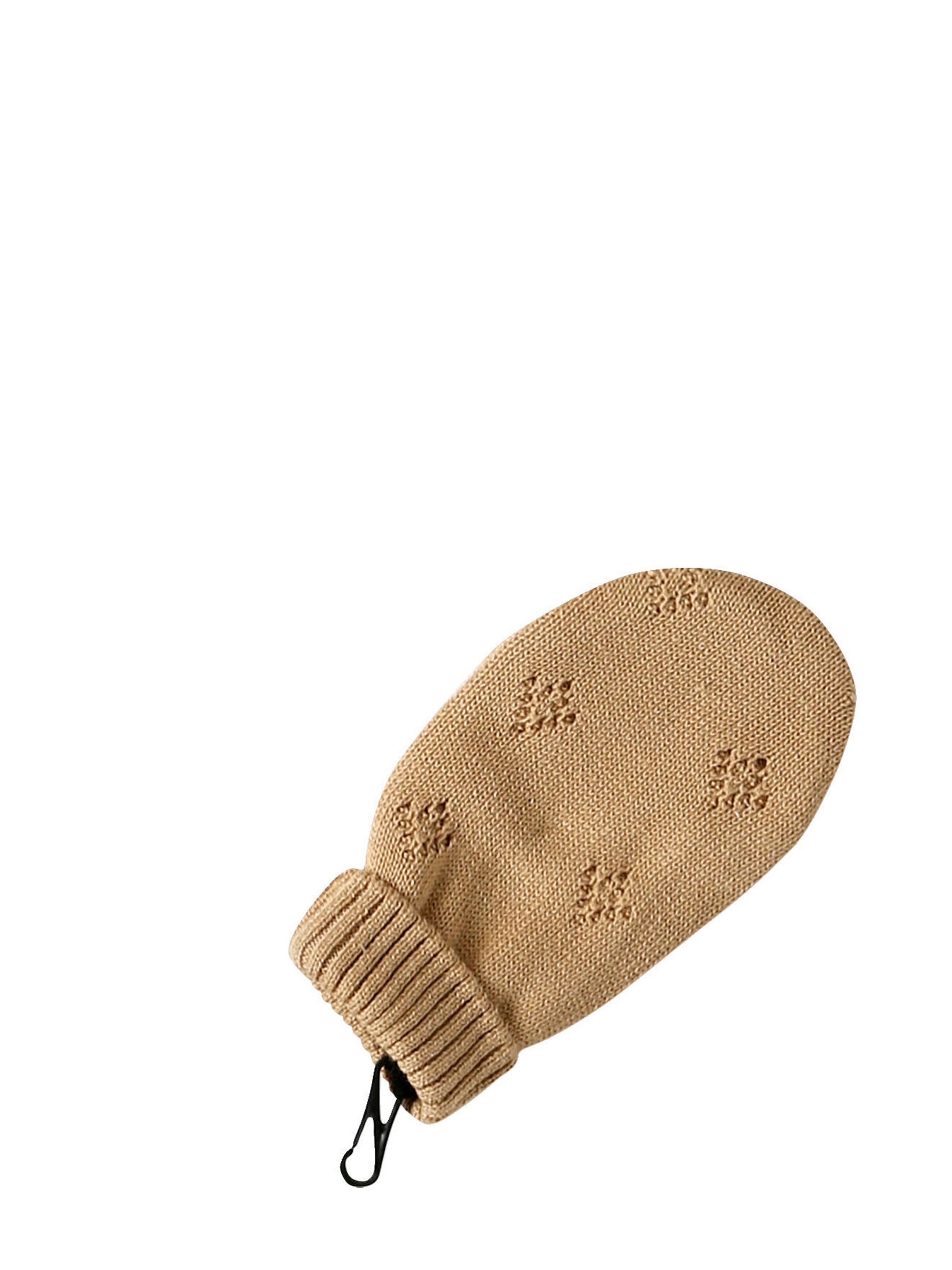 Vertbaudet Mädchen Baby-Set: Mütze mit Ohren, Rundschal & Handschuhe mit Lochmuster beige meliert