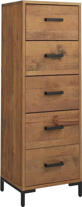 vidaXL - Ladekast - Massief Grenenhout - Vintage - 42x35x110 cm