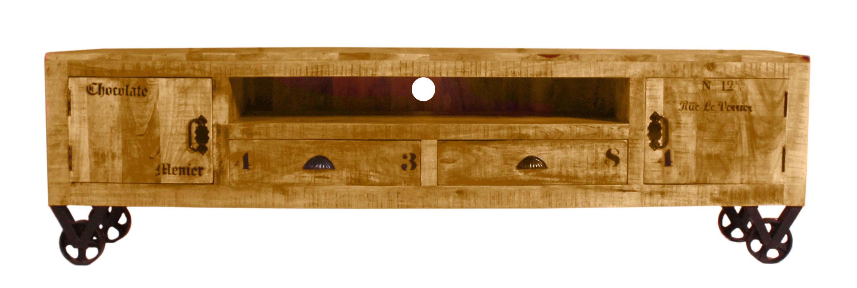 Lowboard Mangoholz Kommode Sideboard TV Fernseher Hifi Wohnzimmer Schrank
