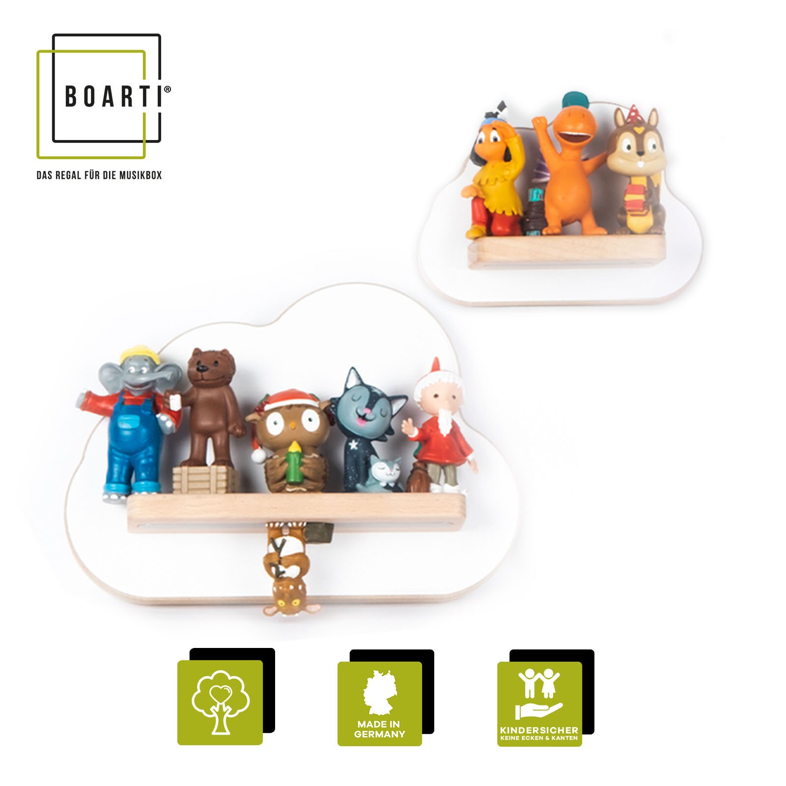 BOARTI Holz Wolke Kinder Regal Toniebox Figuren Wandregal Tonies