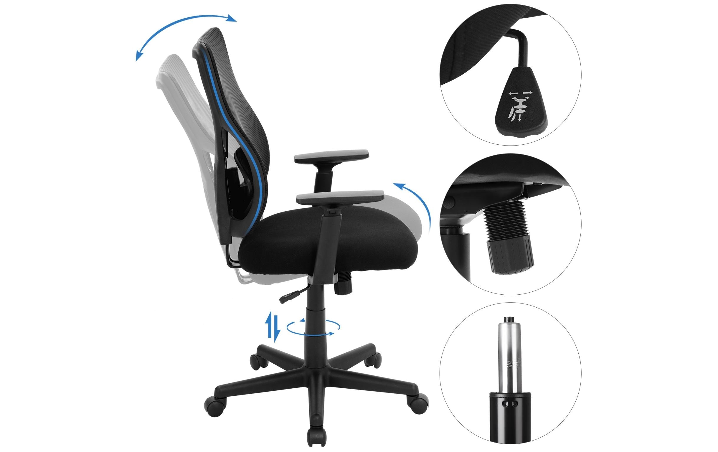 Bürostuhl mit Netzrücken und Armlehnen, Schwarz<br>Bequemer und ergonomischer Schreibtischstuhl