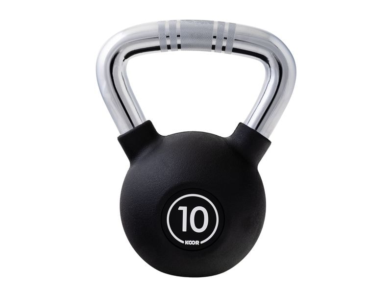 KOOR Kettlebell 10 kg, Schwarz Kugelhantel für Krafttraining