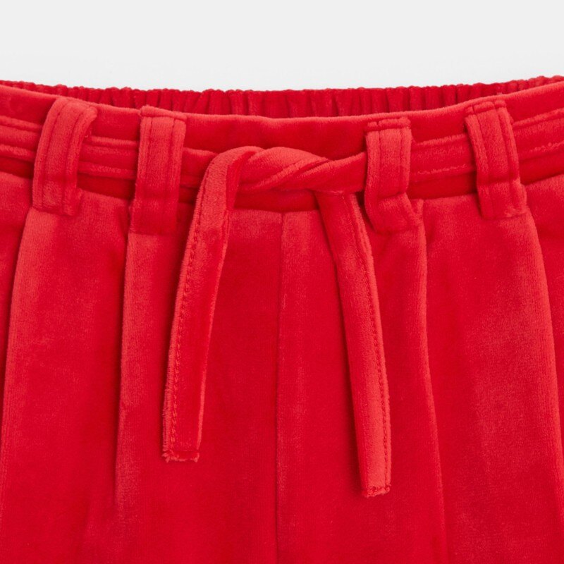Short velours lisse à plis rouge bébé fille Rouge