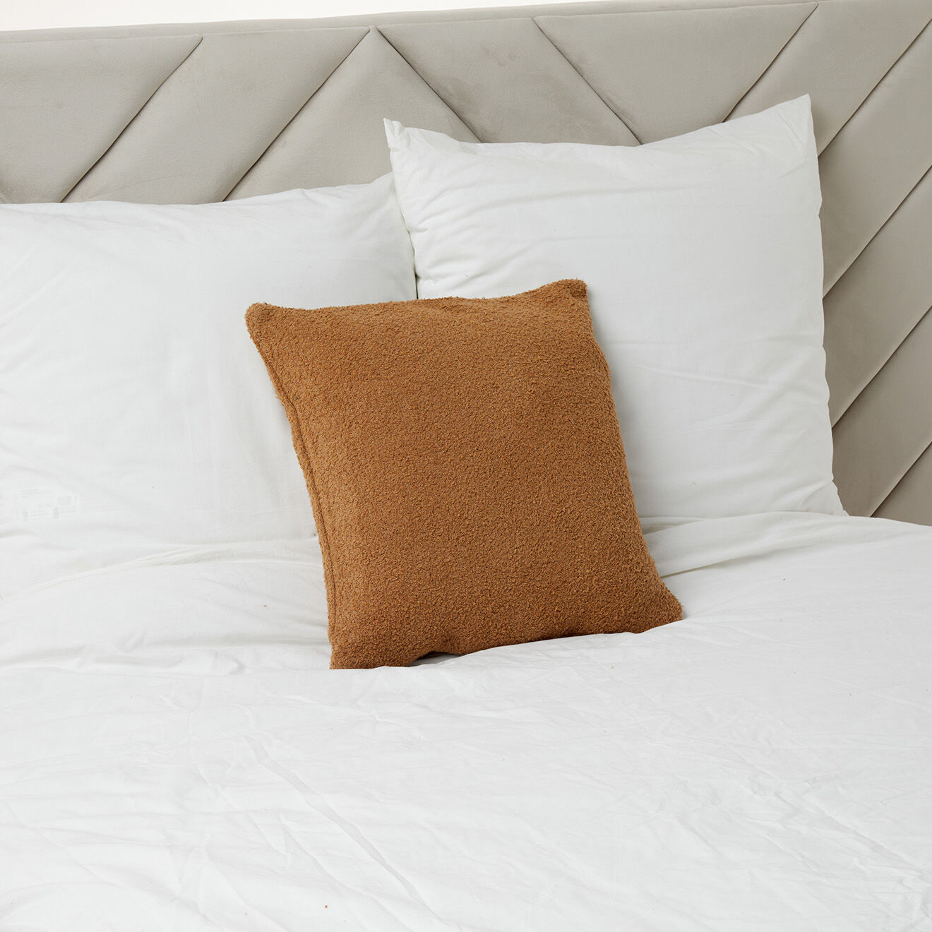 Haomy Housse de coussin bouclette Erode tabac - 45x45 cm