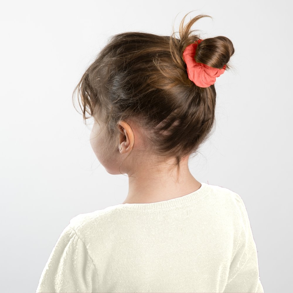 Petit Chouchou Gaze Dentelle Corail