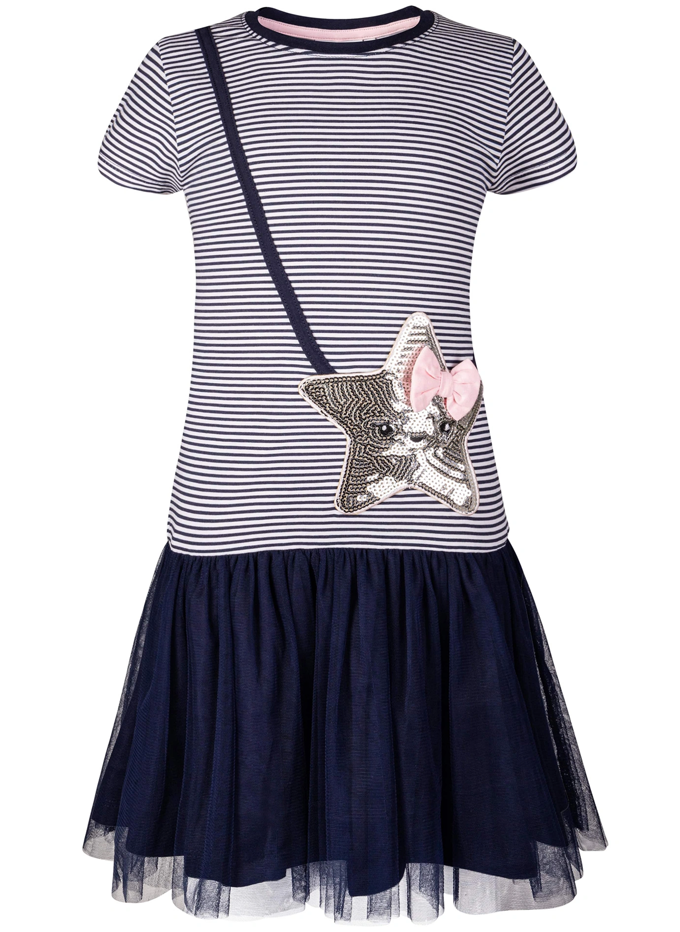 Tüll-Kleid STAR mit Pailletten in navy
