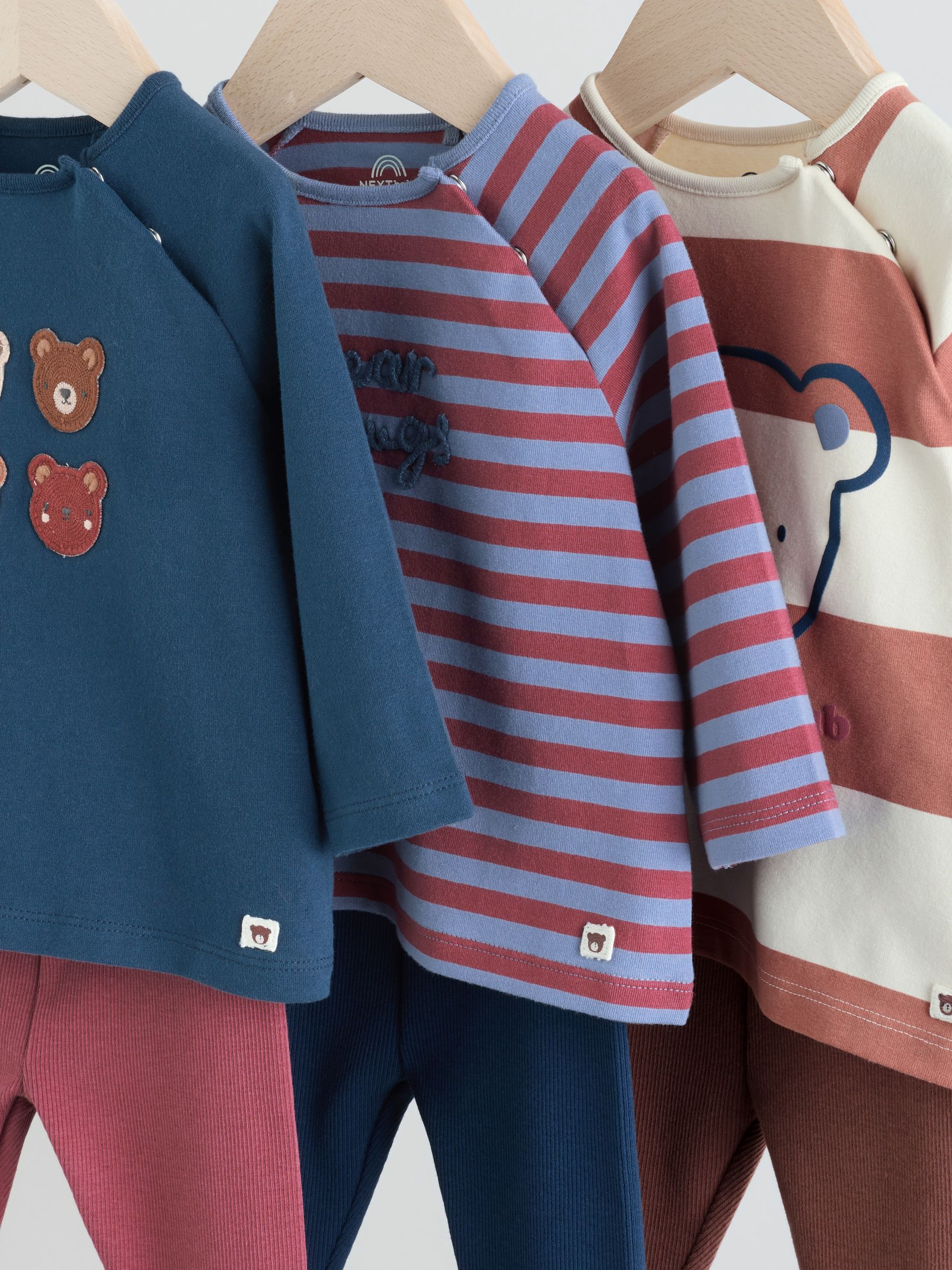 Marineblauw/bruin met beer - Tops en Leggings 6 -delige babyset (0mnd-3jr)