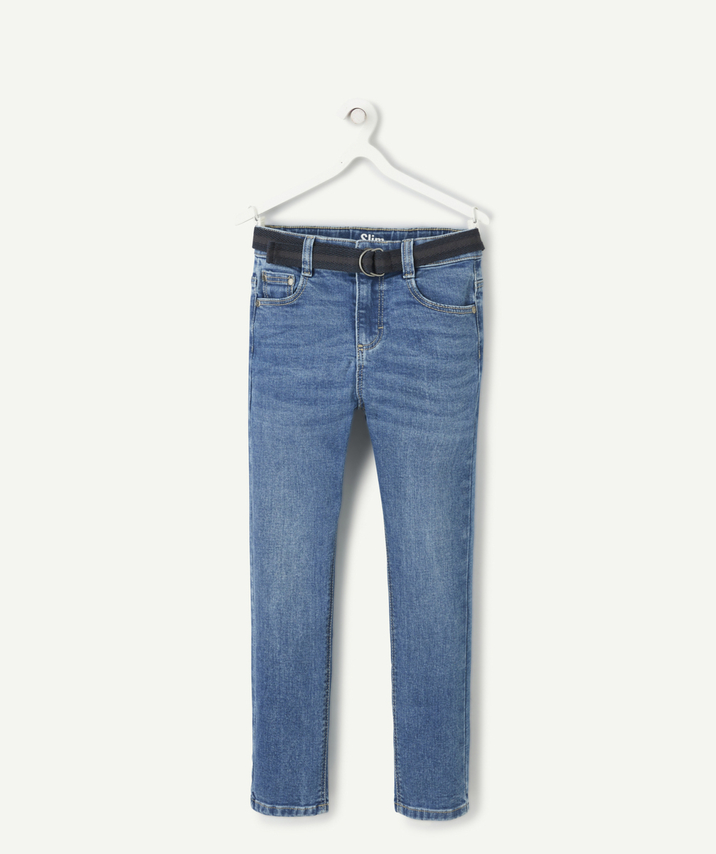 PANTALON SLIM GARÇON EN DENIM ULTRA-RÉSISTANT AVEC CEINTURE