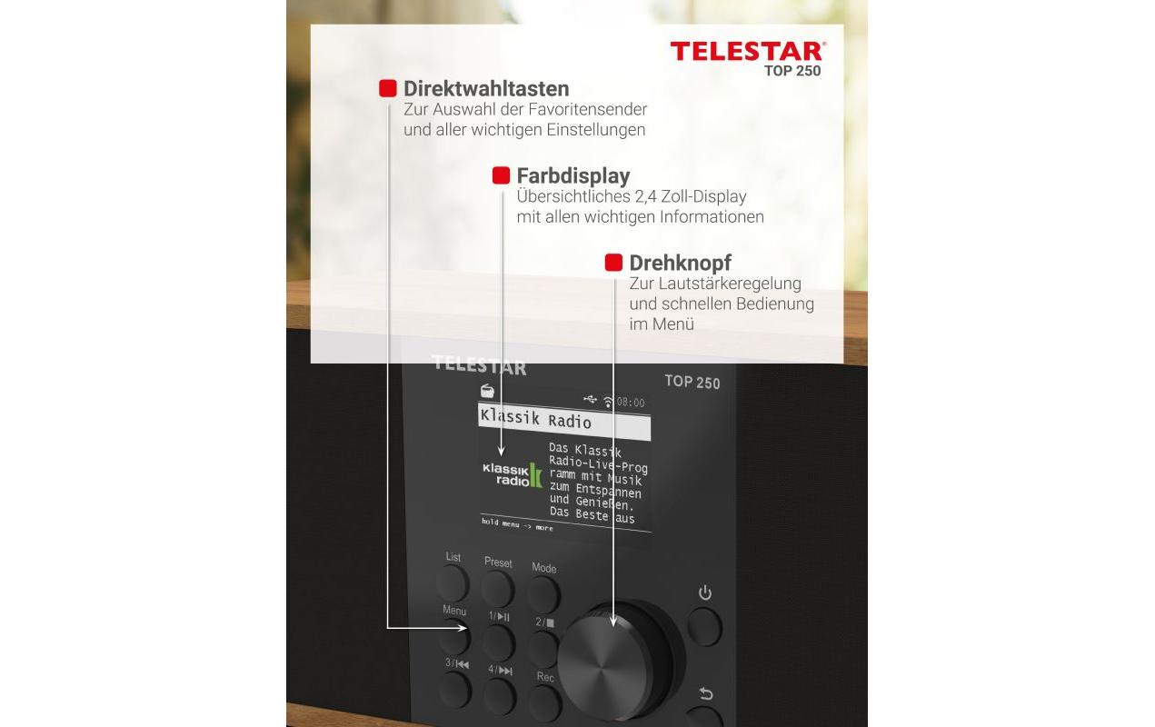 Internet Radio TOP 250 Braun/Holz<br>Stereo-Radio mit DAB+/FM und Internetradio