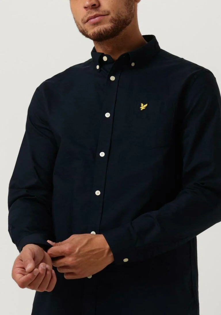 LYLE & SCOTT donkerblauwe lyle & scott casual overhemd regular fit light weight oxford shirt