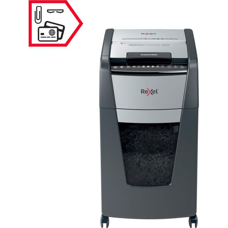 Destructeur Rexel Optimum Auto+ 300X - coupe croisée