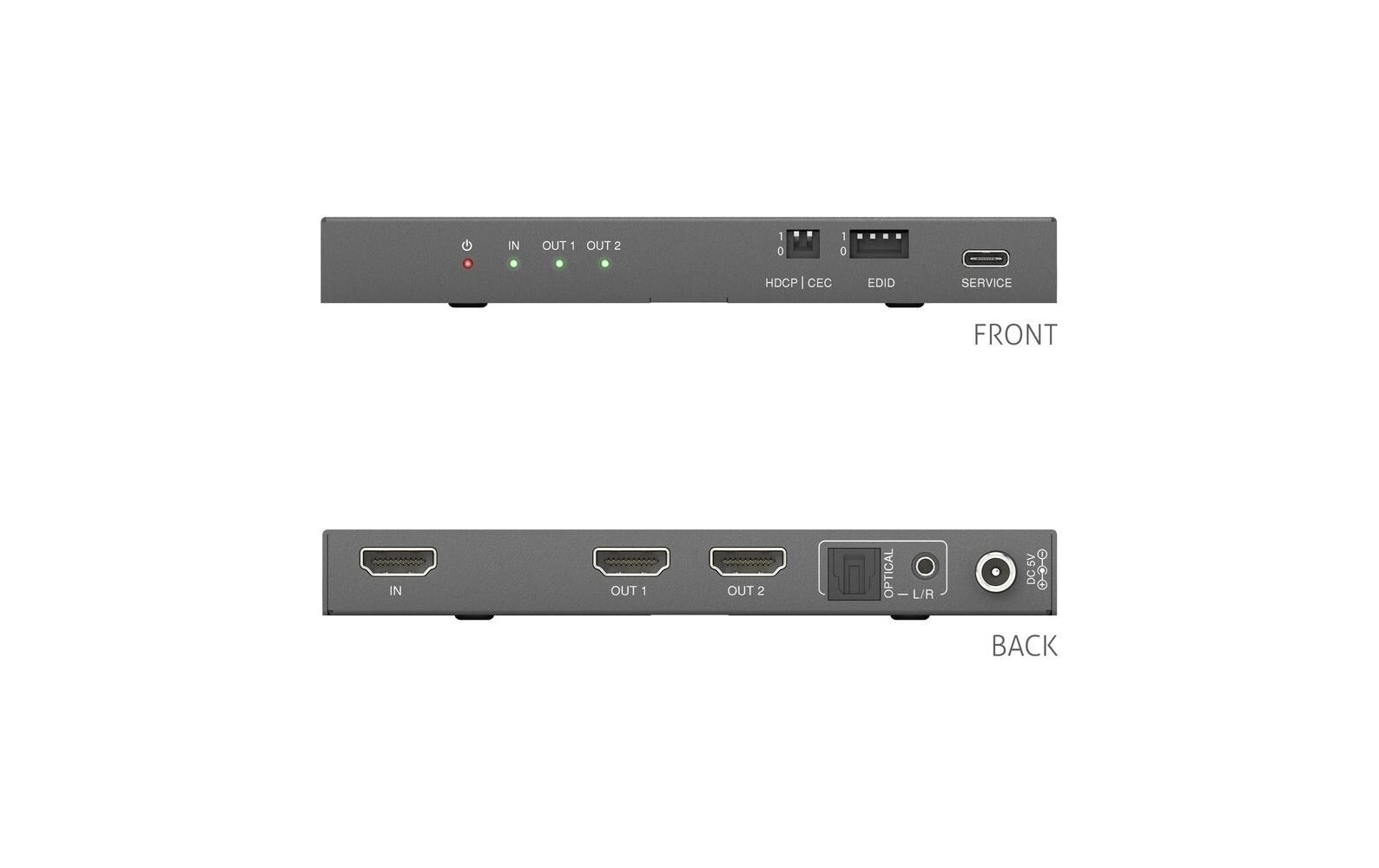 Splitter PT-SP-HD12-48G 1 x 2 HDMI 2.1 - 48Gbps - 8K<br>PureTools - 1 x 2 HDMI2.1 Splitter - 48Gbps - 8K (60 Hz 4:2:0) 12 bit, Audio De-Embedding und Signal Management