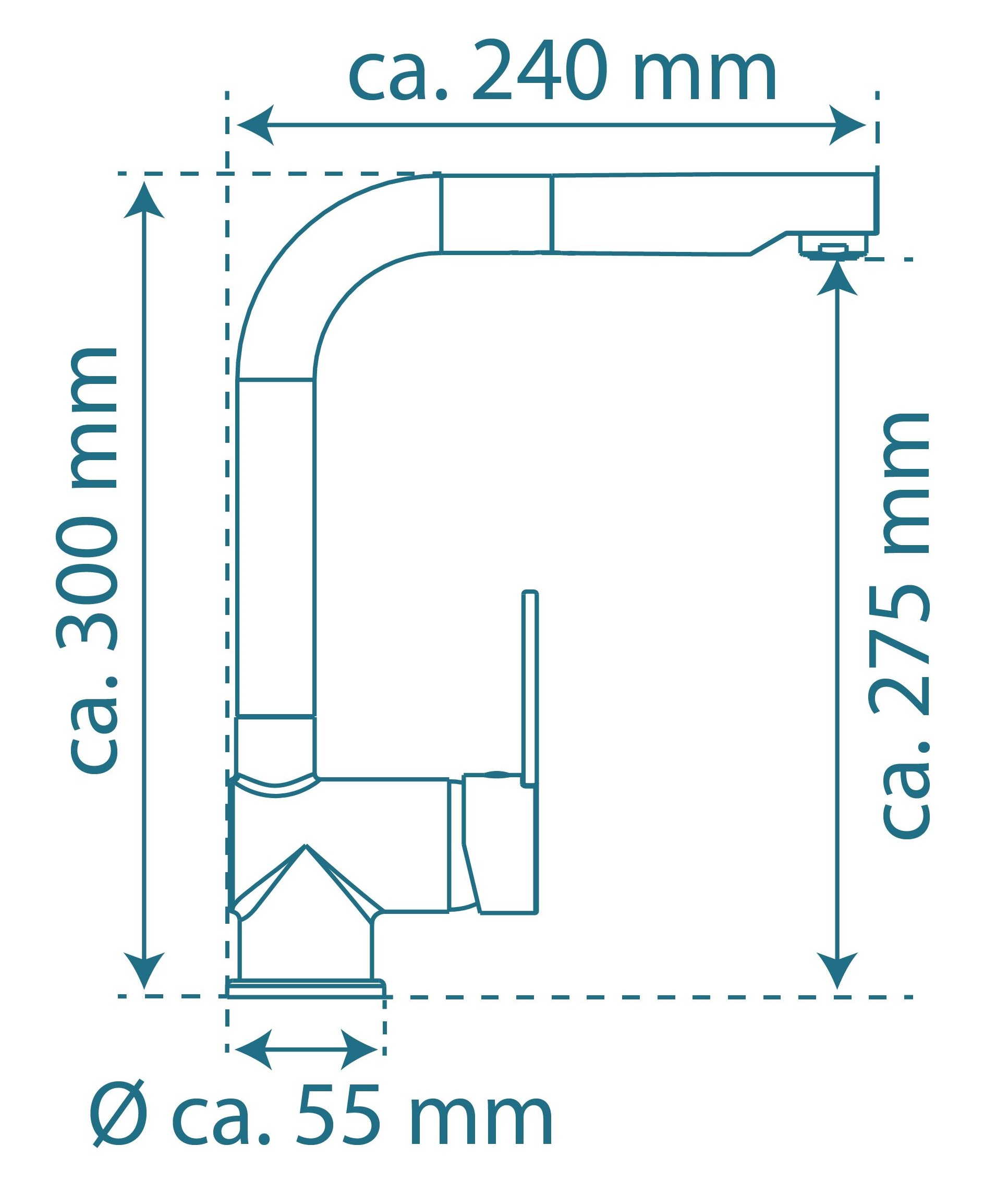Schutte LONDON ééngreepsmengkraan keuken,lage druk, met uittrekbare sproeier, roestvrij staal-look