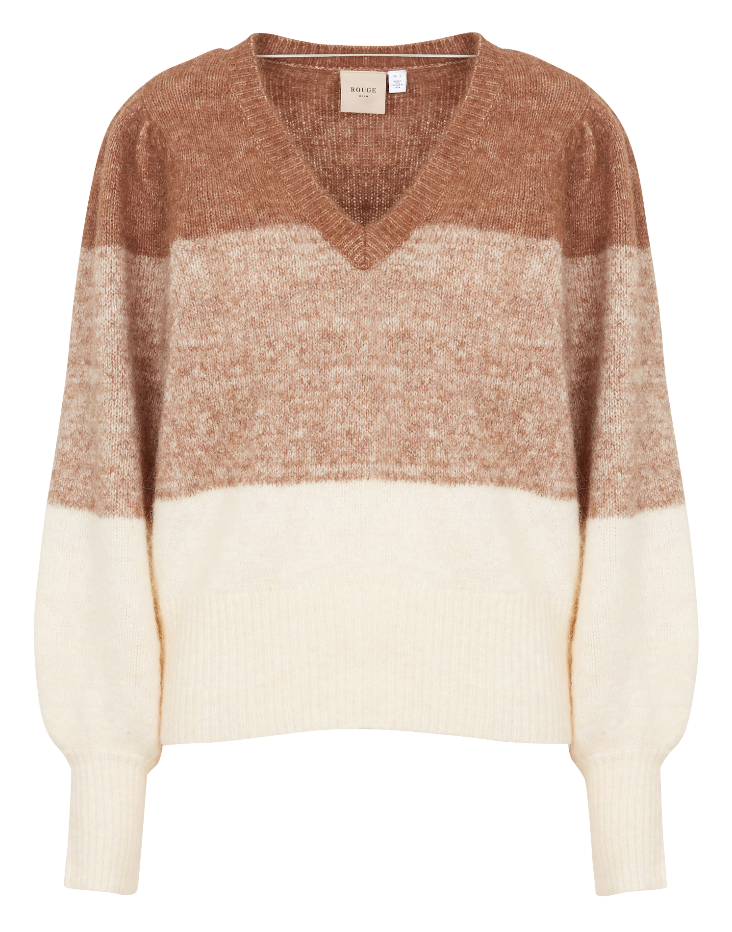 MALOU - Pull ample encolure V en maille | Marron