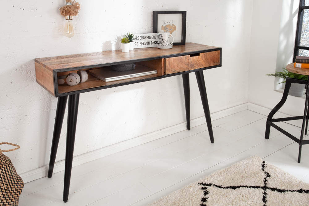 Industrial Konsolentisch INDUSTRIAL 120cm Mango mit schwarzen Beinen