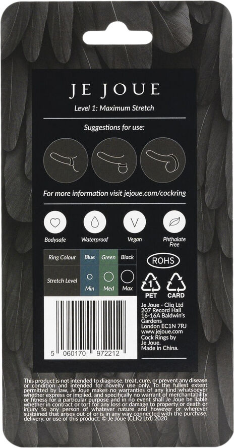 Je Joue JE JOUE - SILICONE C-RING MAXIMUM STRETCH BLACK Black