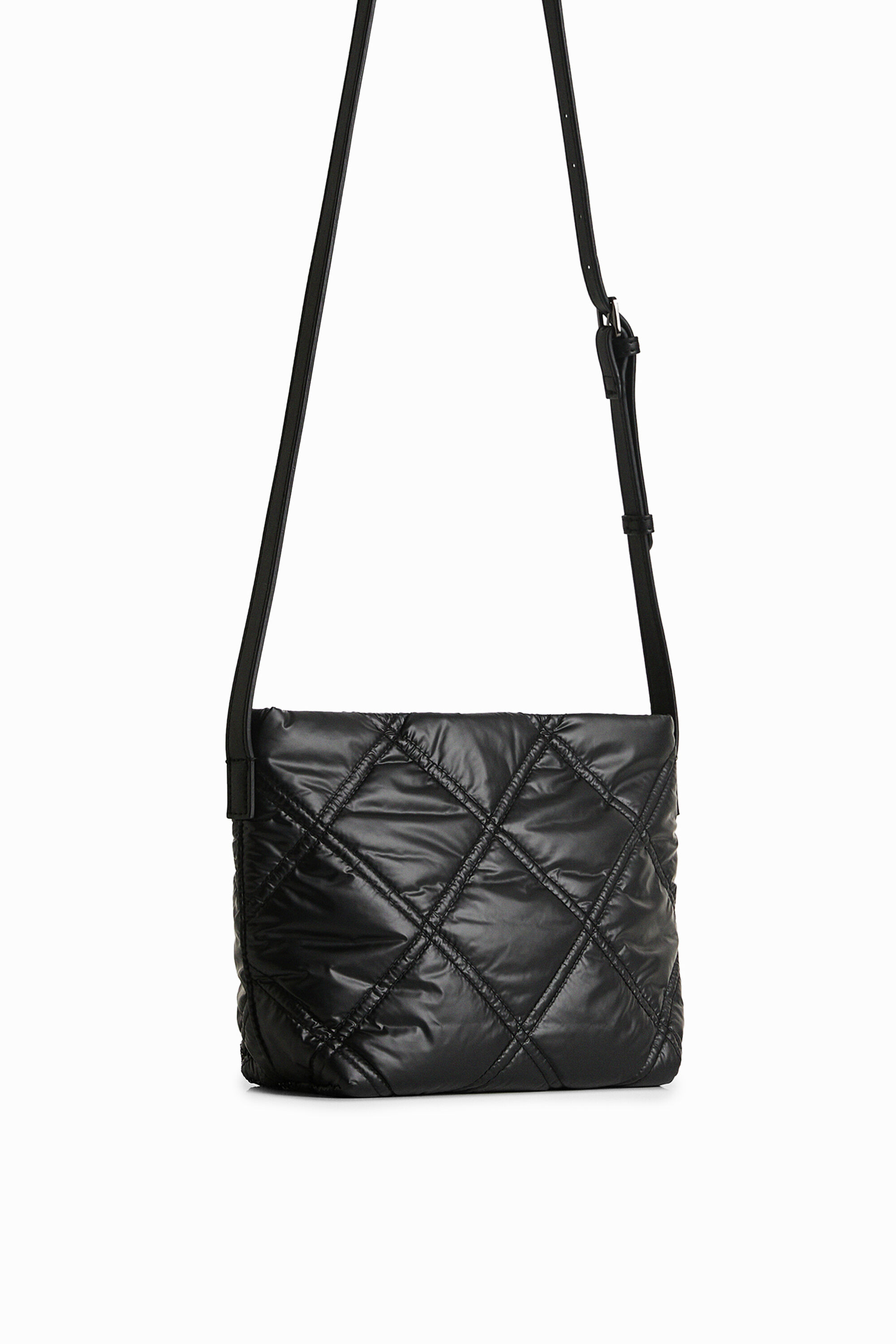 Bolsa transversal pequena com estampa pied-de-poule