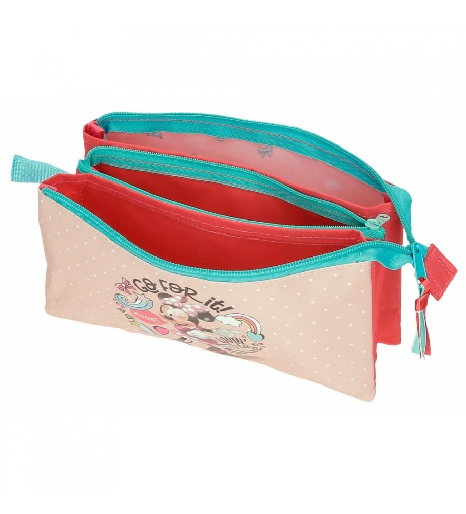 Estojo para lápis Joumma Bags Minnie Lovin Life com três compartimentos, rosa.