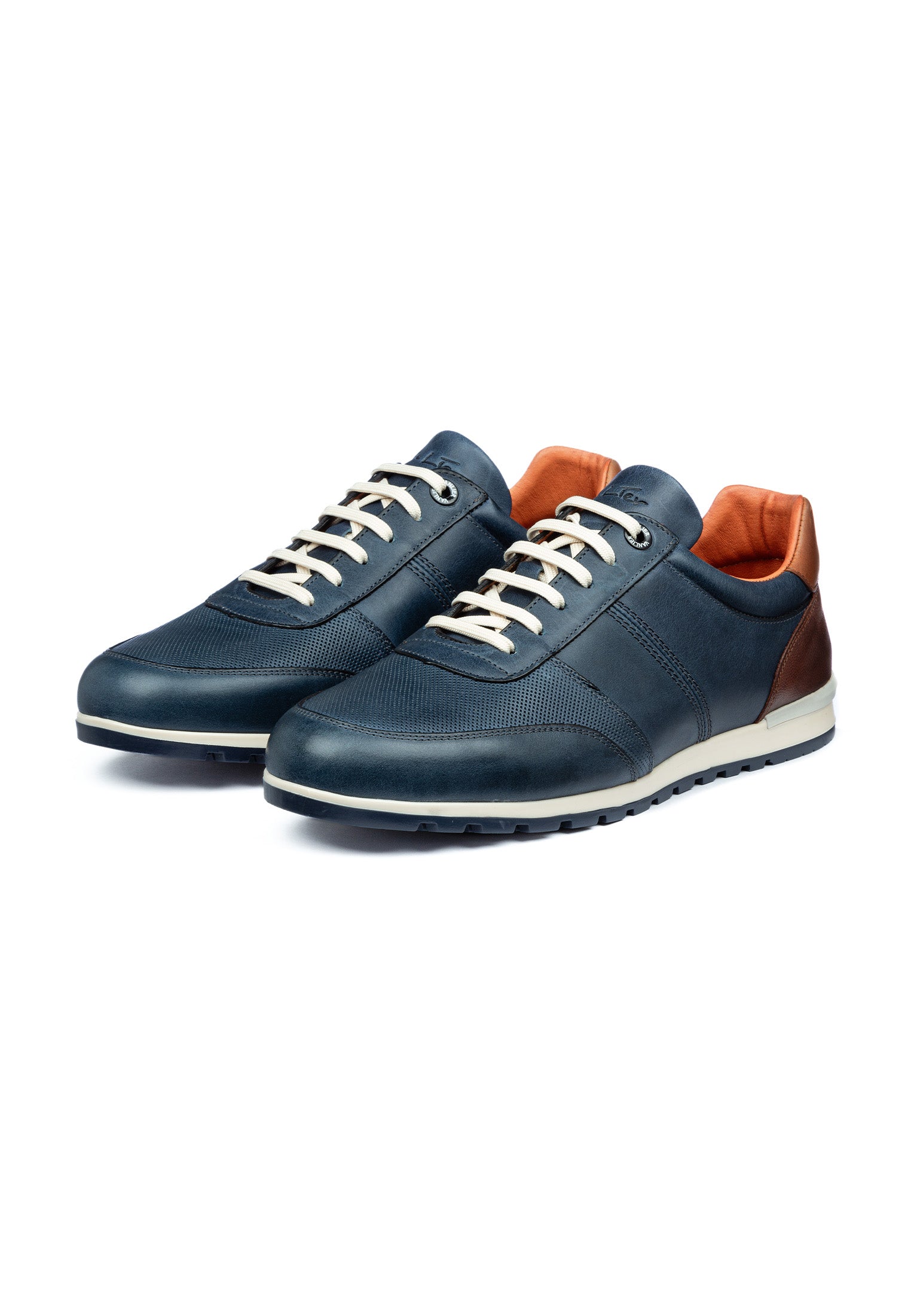 Blauw gladleren Anzano sneaker
