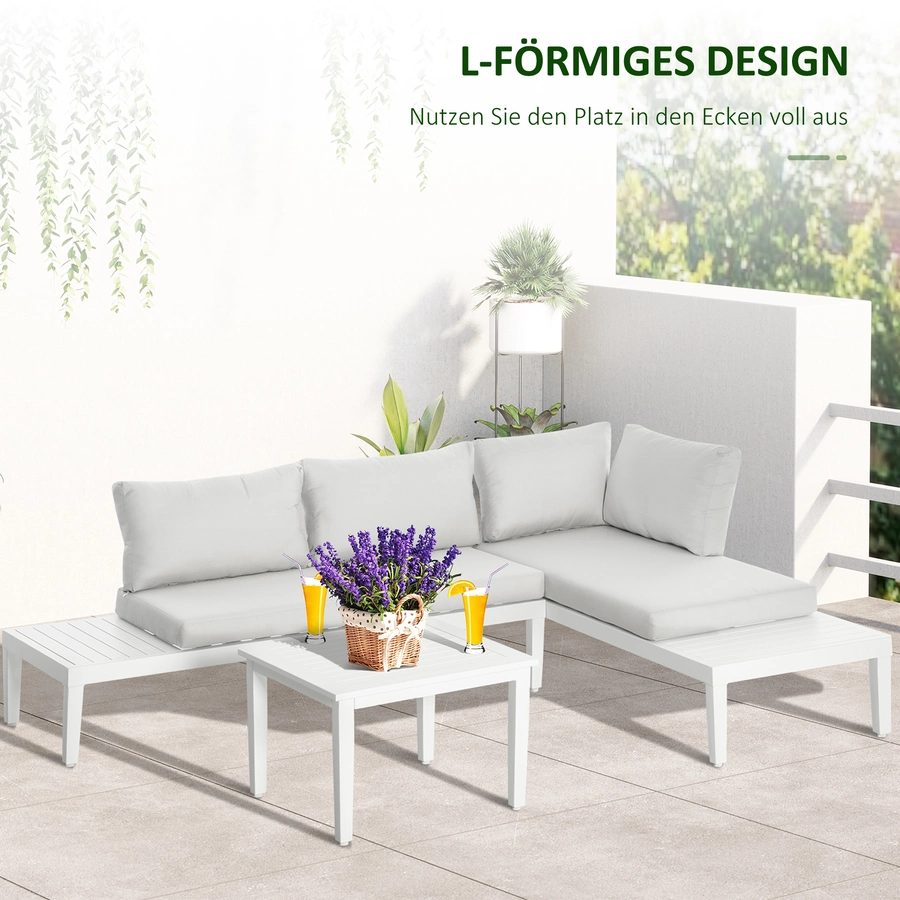 Outsunny Gartenmöbel-Set mit waschbaren Polsterkissen beige