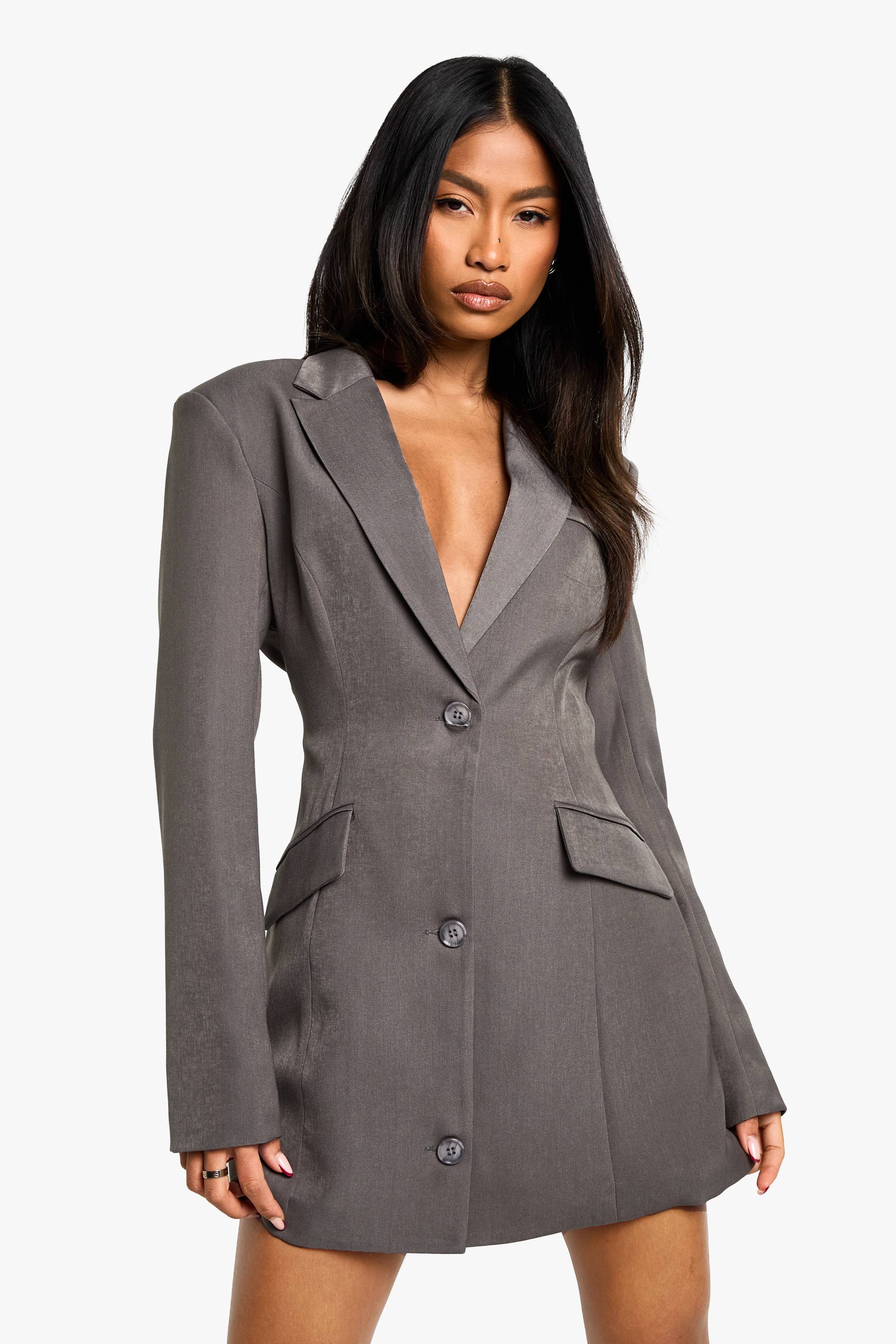 boohoo Tailored Structured Cinched Waist Blazer Dress