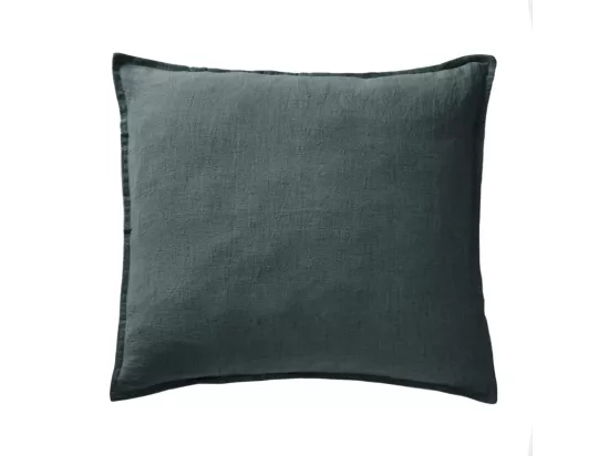Lot de 2 taies d'oreillers 60 x 60 cm en lin lavé bleu - LUISA