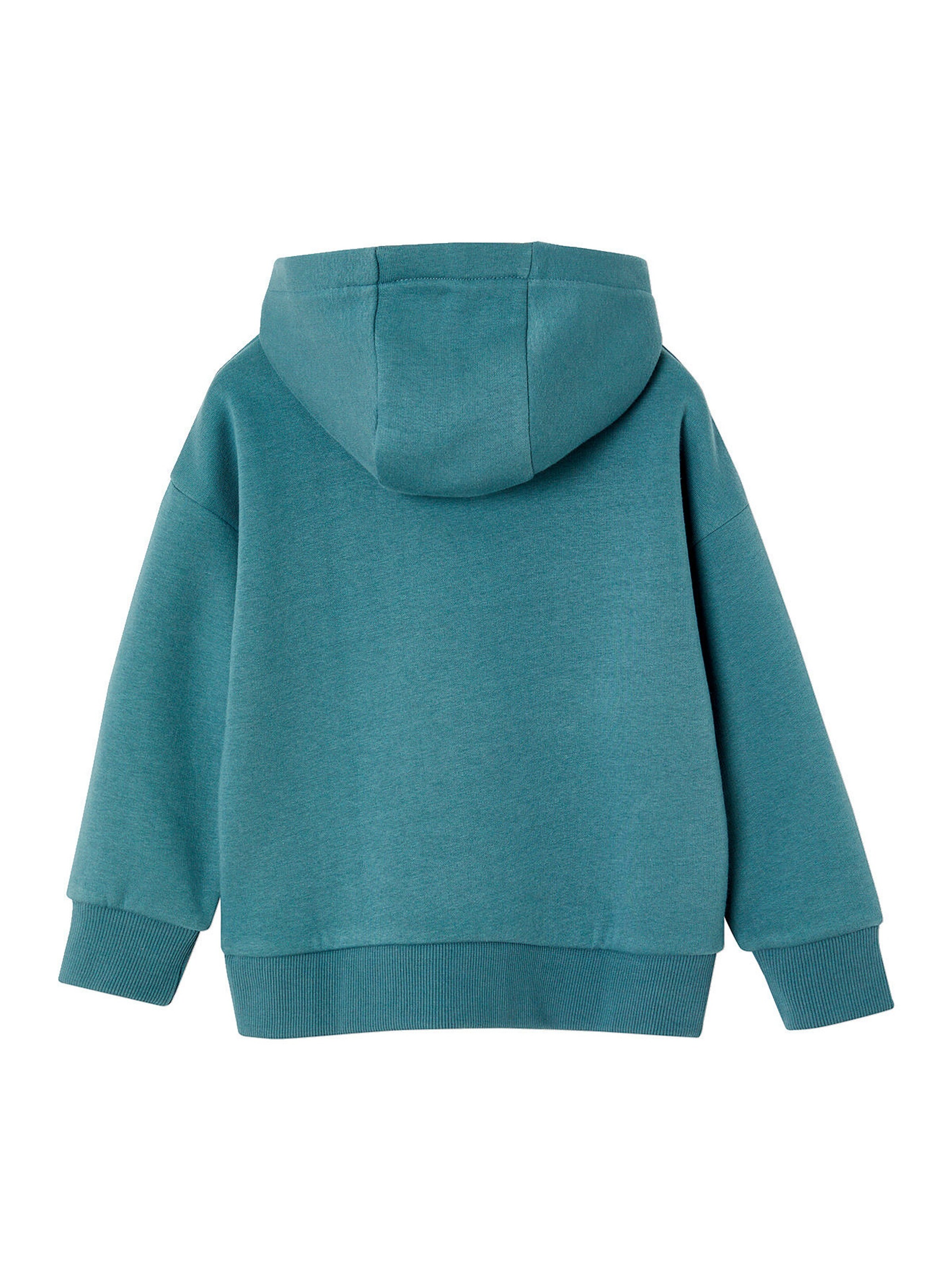 Vertbaudet Jungen Kapuzensweatshirt mit Print, Recycling-Polyester Basic petrol