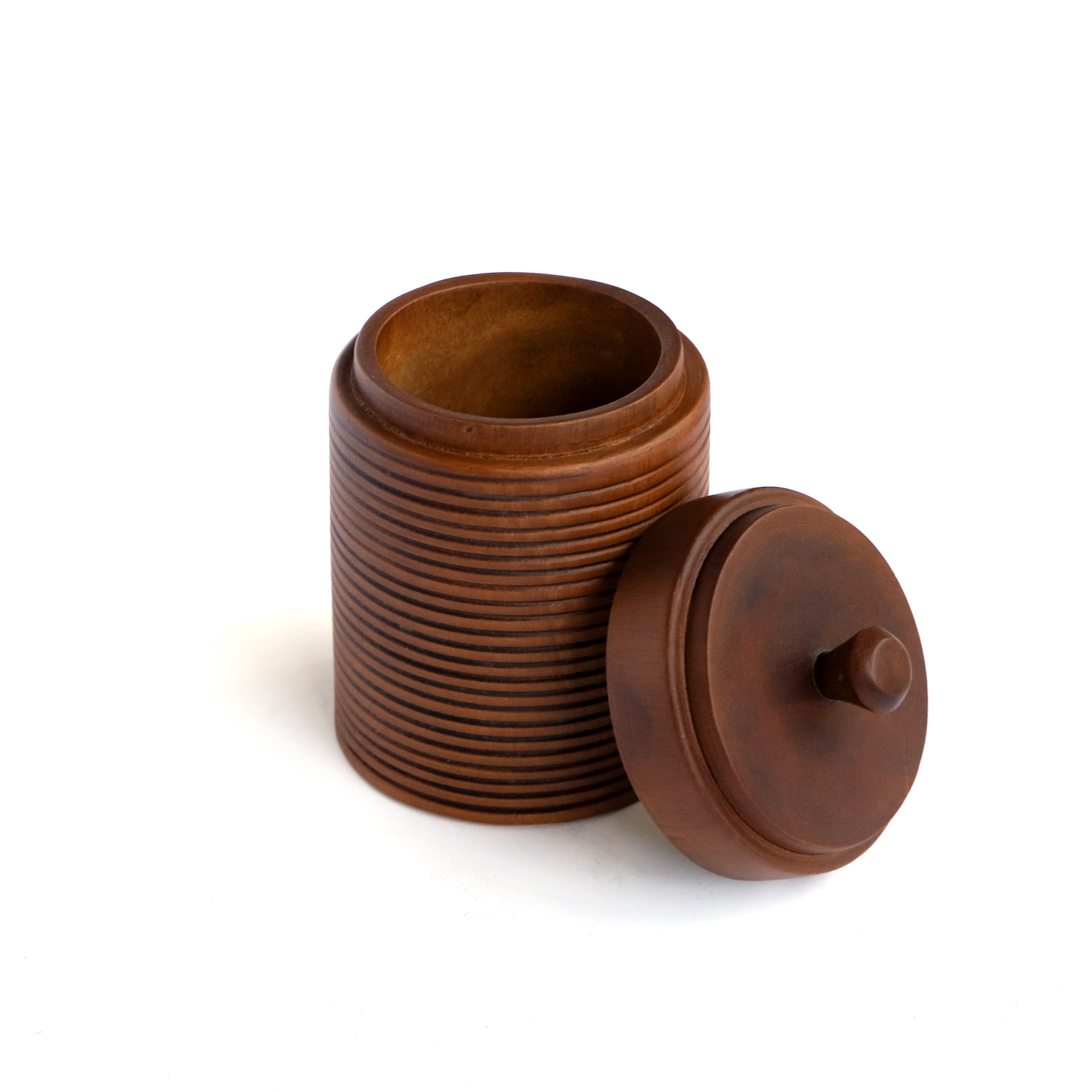 Deckelbehälter rund aus 'Mangoholz', S, Ø 10 cm, H 15 cm von fischer's lagerhaus