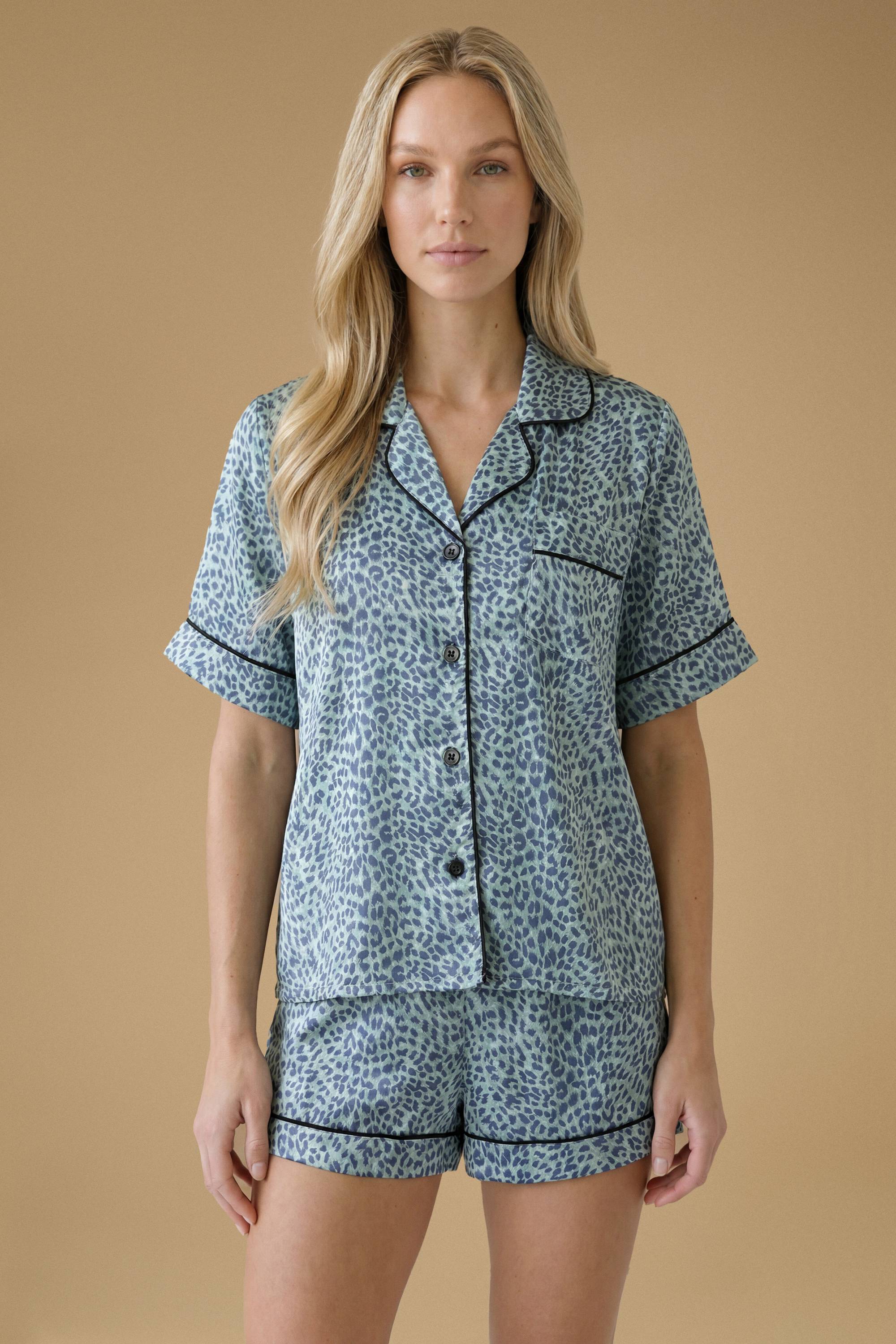 Oasis Ensemble de nuit en satin imprimé à manches courtes