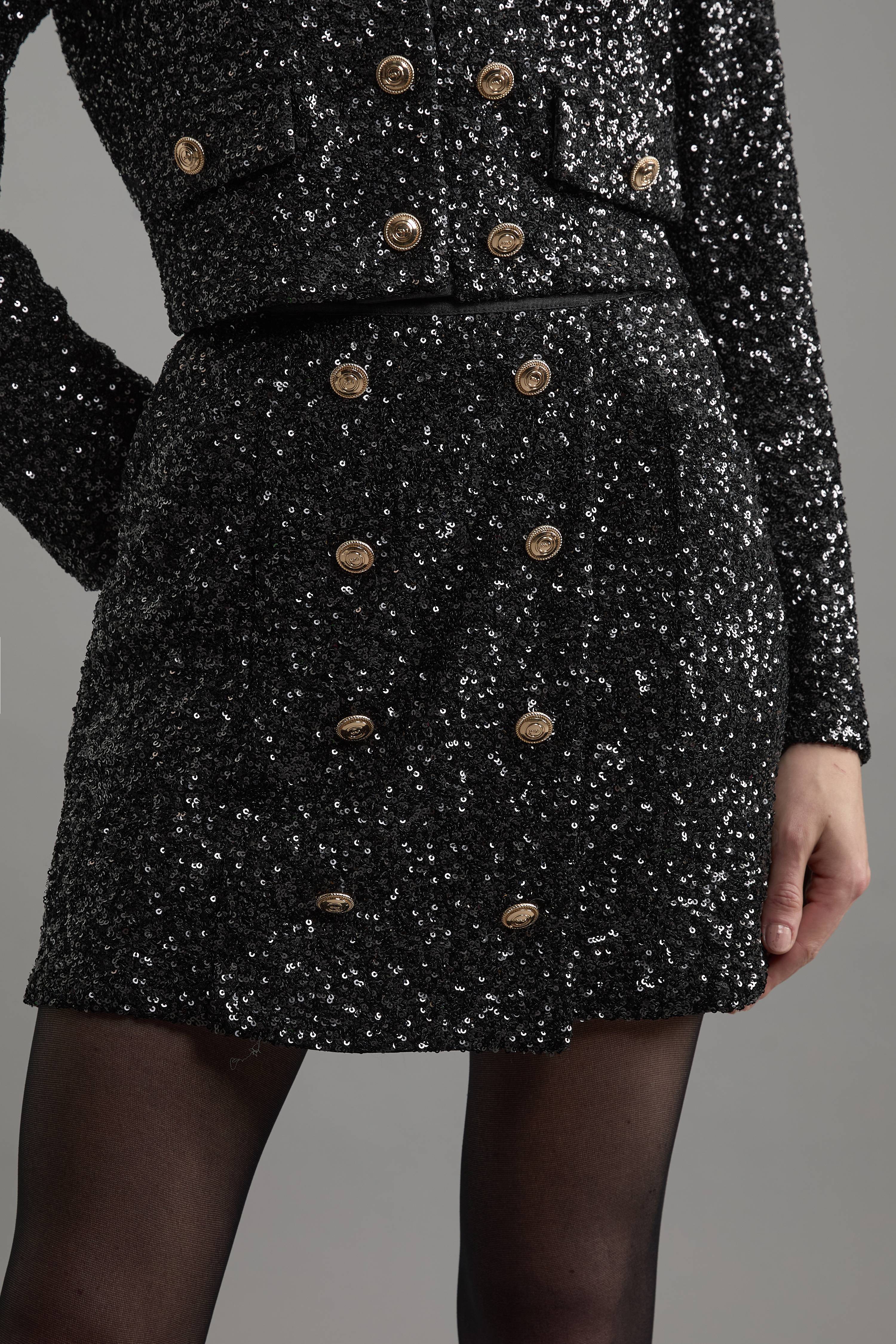KarenMillen Mini-jupe Ajustée Portefeuille à Paillettes Tall