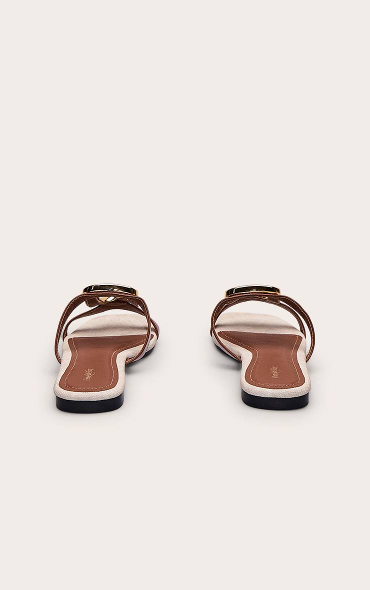 Marron Sandales Mules En Synthétiquecuir Avec Détail Argenté