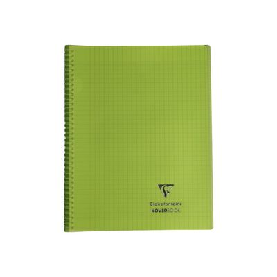 Clairefontaine Koverbook - Cahier polypro spiralé 24 x 32 cm - 160 pages - grands carreaux (Seyes) - disponible dans différentes couleurs