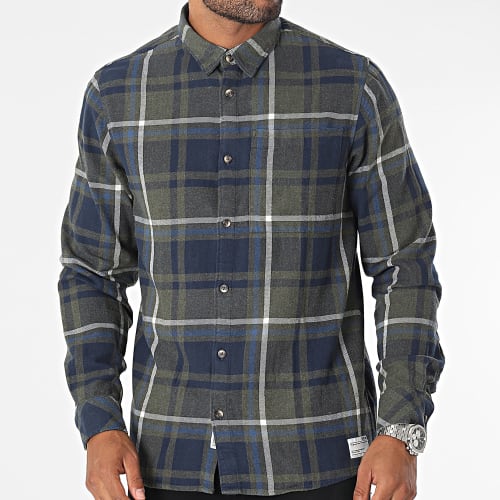 Chemise Manches Longues A Carreaux Craig Vert Kaki Bleu Marine