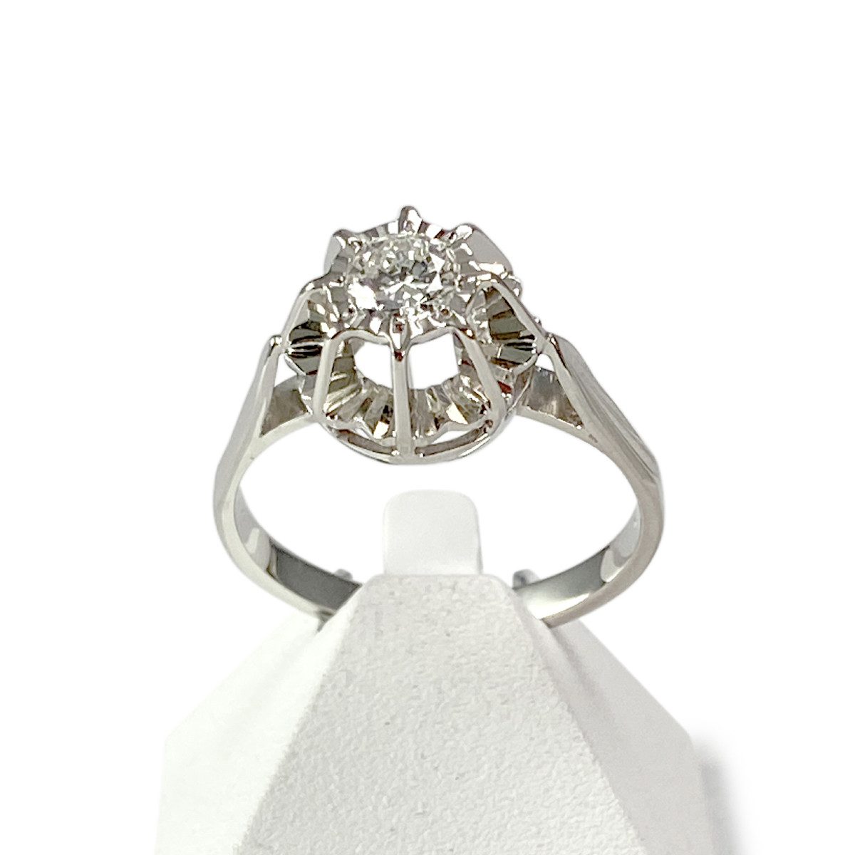 Bague d'occasion or 750 blanc diamant
