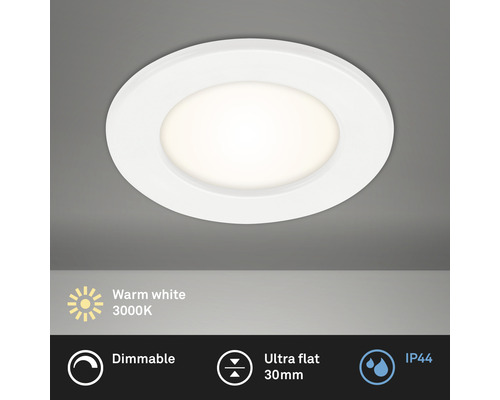 LED inbouwspot, dimbaar, IP44, 6W, 450 lm, 3000 K, wit, Ø 11,5/10 cm, 230V