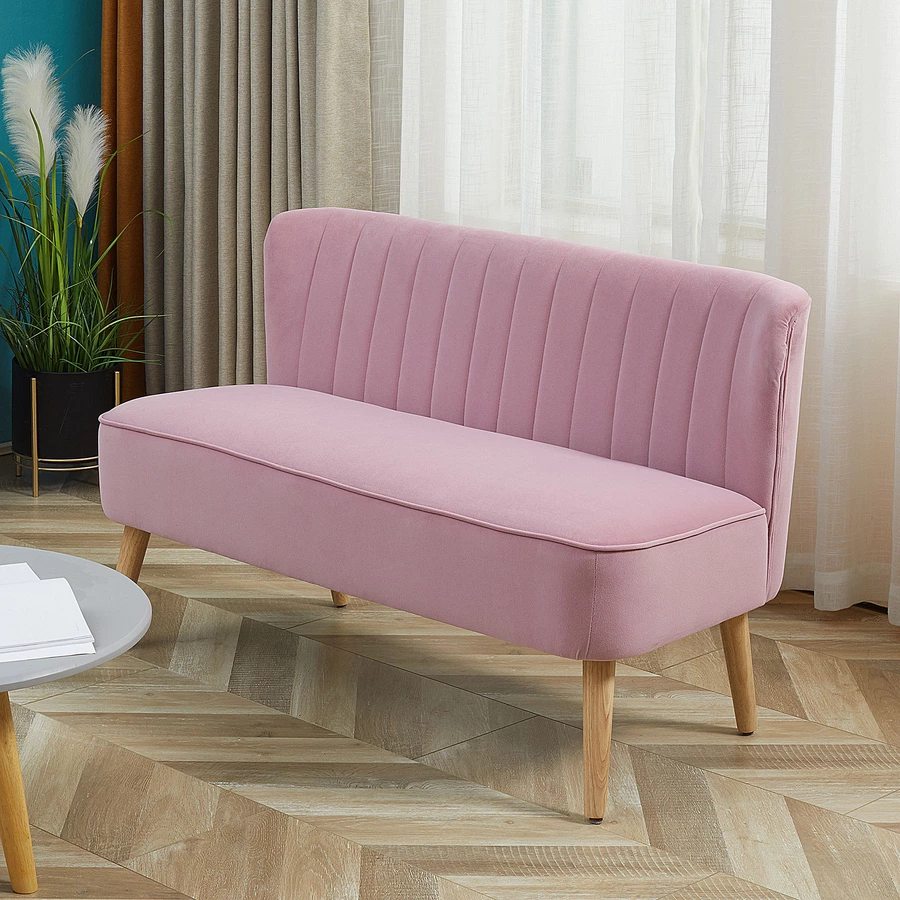 HOMCOM 2 Sitzer mit weicher Polsterung pink