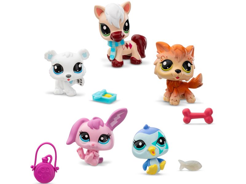 BANDAI Littlest Pet Shop Set 5 Pets Bergwelt & Accessoires Überraschungstier mit Accessoire