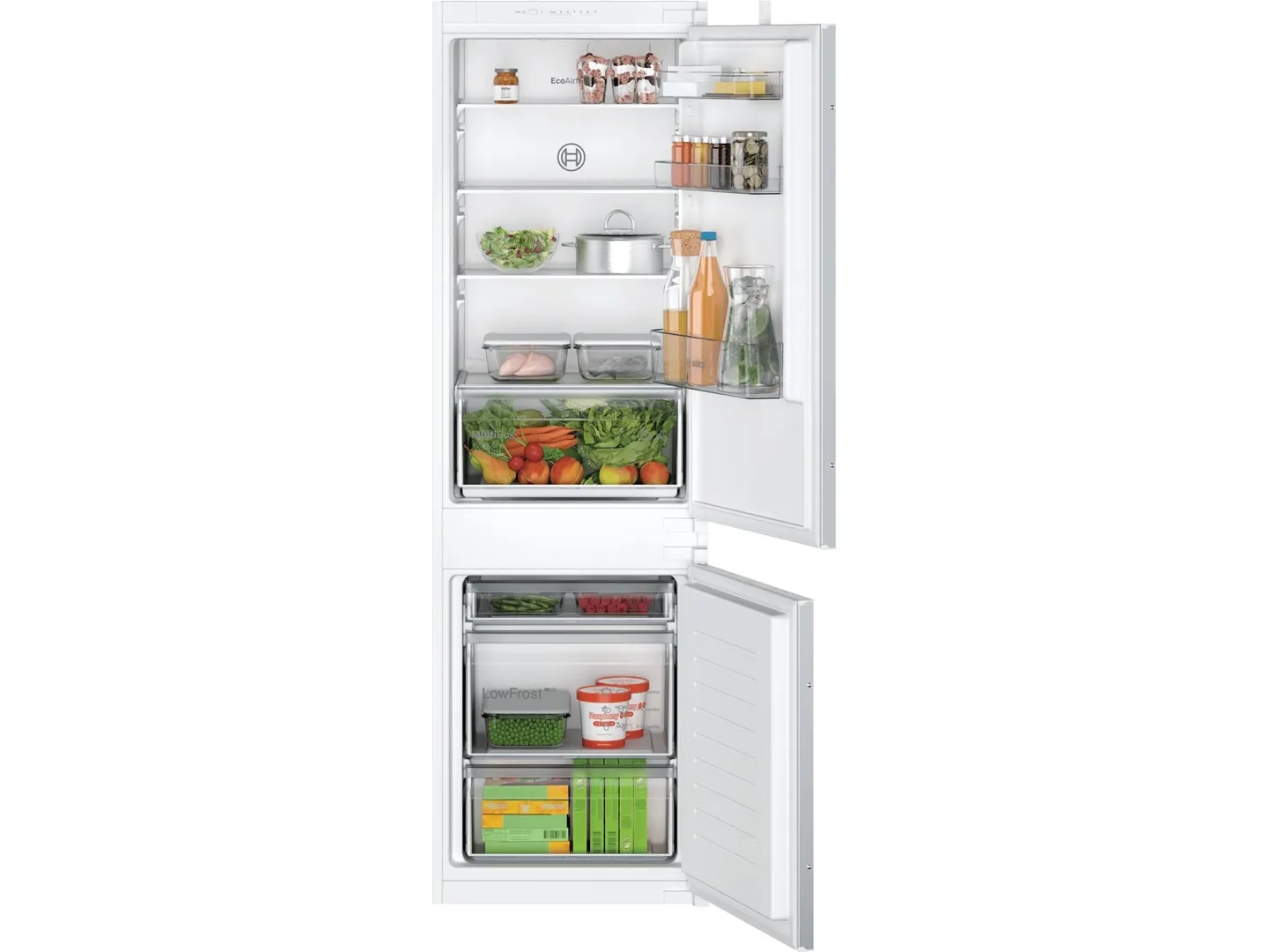 Bosch Serie | 2 KIV86NSE0 - Køleskab/fryser - bund-fryser - til indbygning - niche - bredde: 56 cm - dybde: 55 cm - højde: 177.5 cm - 267 liter - Klasse E