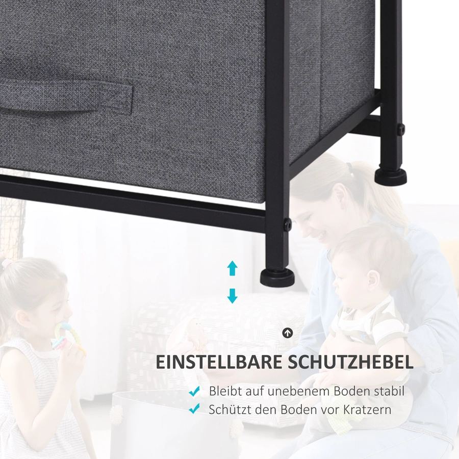 HOMCOM Kommode mit 7 faltbaren Stoffschubladen grau