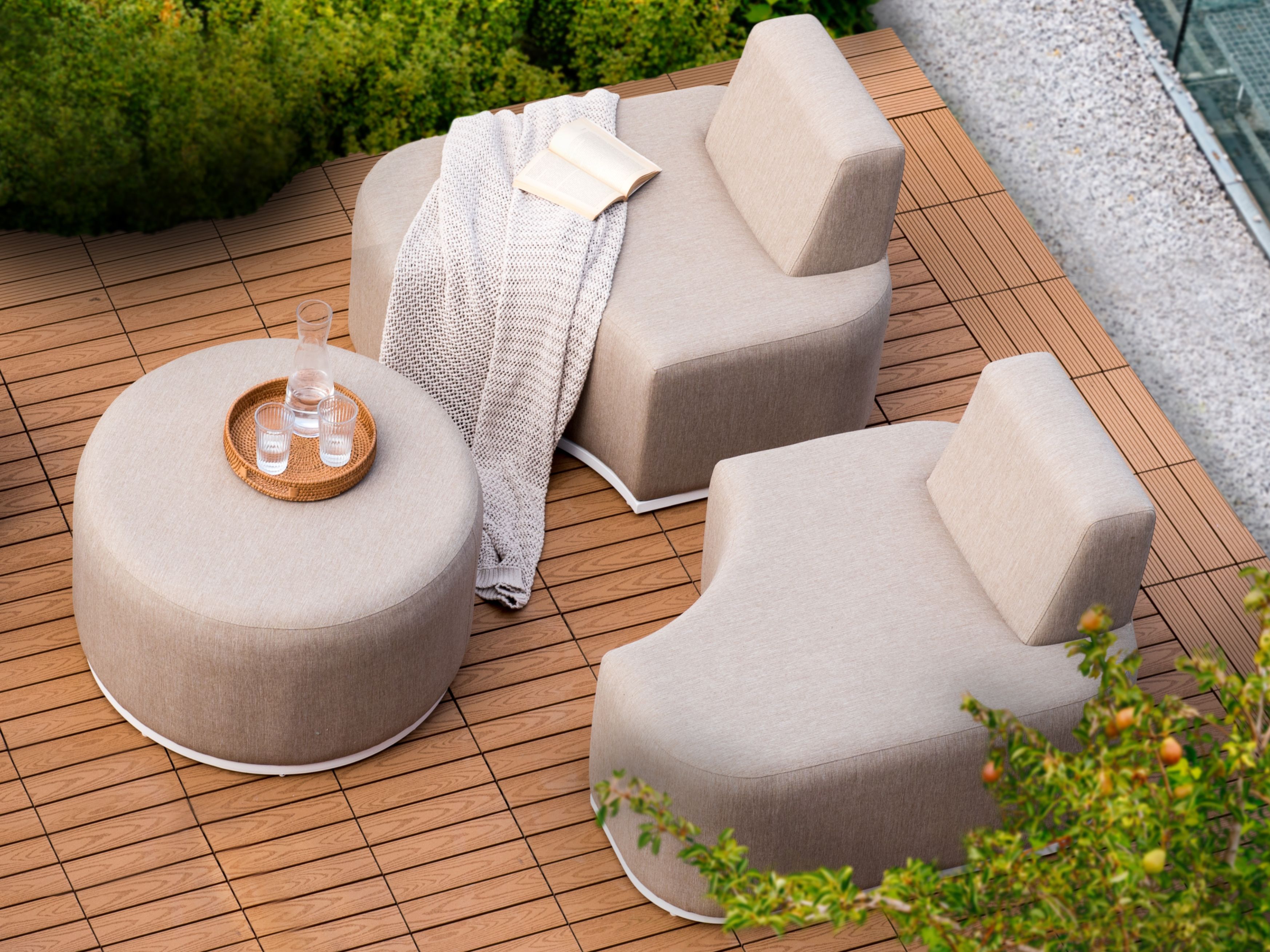 Loungeset met tafel 2-zits FABRO Stof Beige