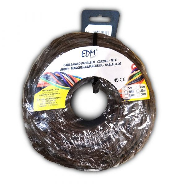Edm Cabo Paralelo Têxtil Trançado 3x2,5mm Castanho 25mts
