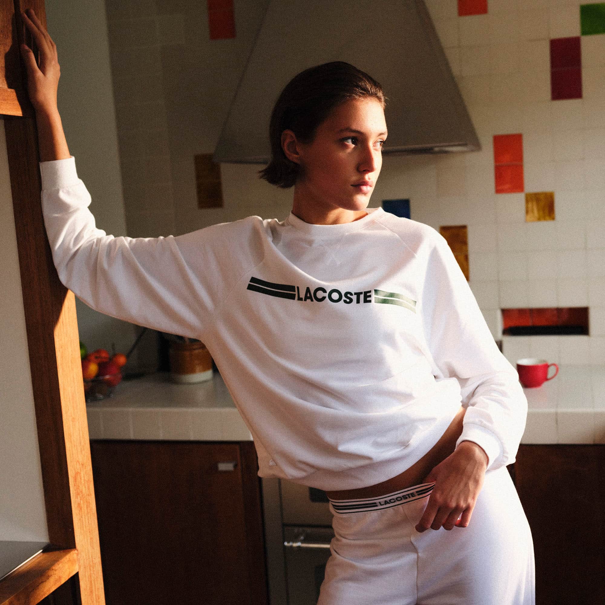 Pantalon de survêtement d'intérieur en coton Vêtements d’intérieur & de nuit - Blanc - Lacoste - Femme