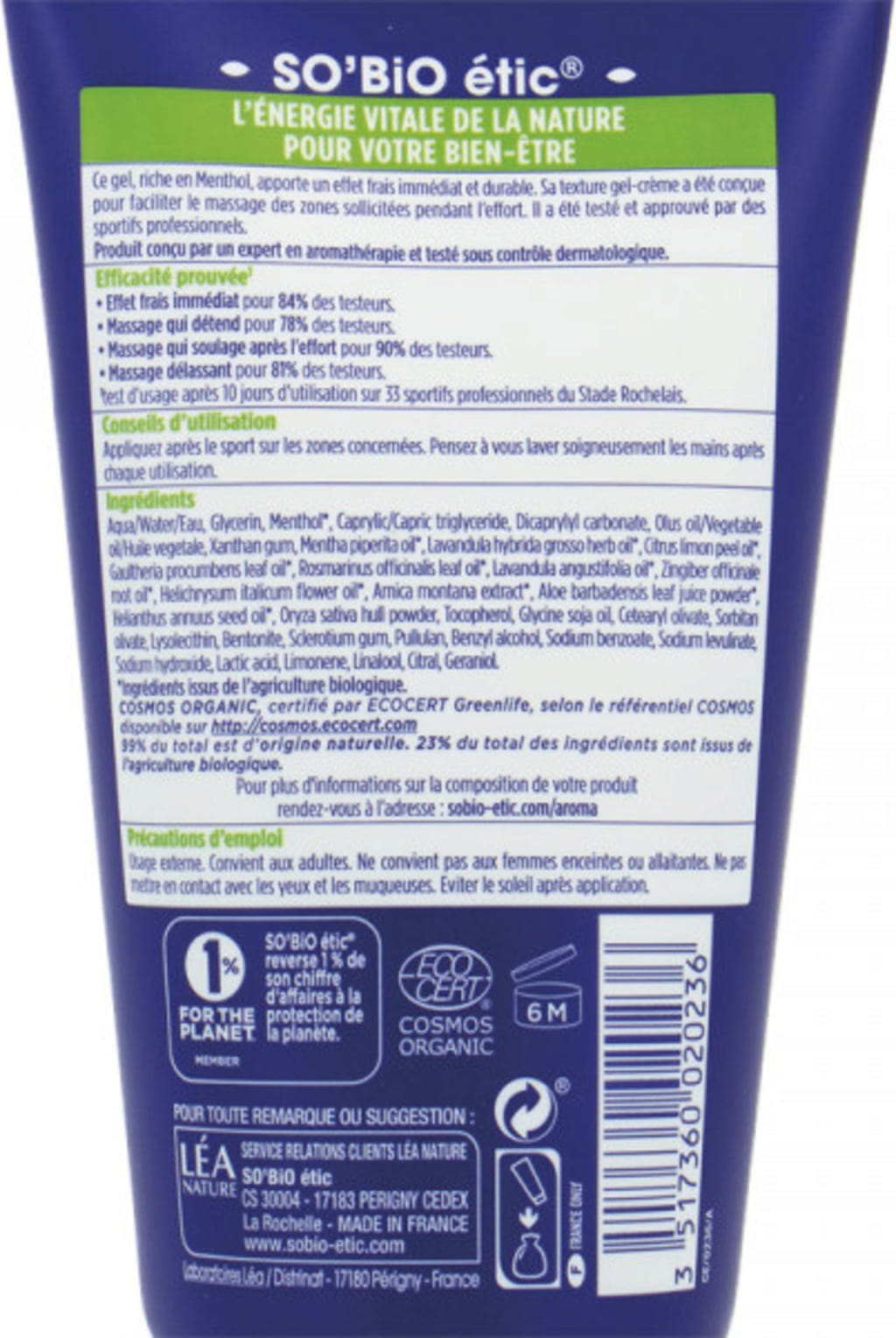 LÉA NATURE SO BiO étic  Aroma Menthol Sport-Gel, 150 ml