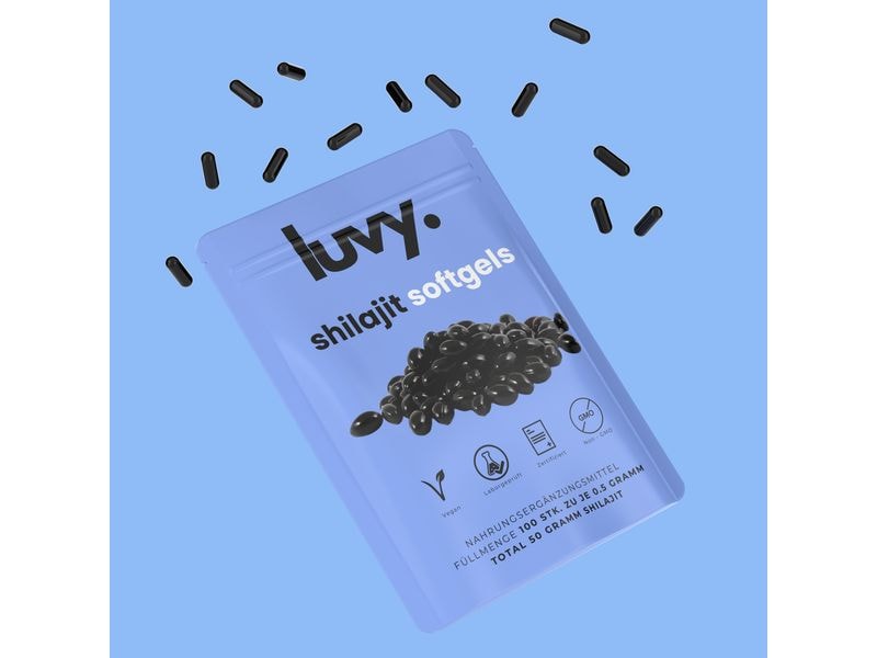 luvy Shilajit-Softgels 100 Stück 100% reines Shilajit in veganen Softgels