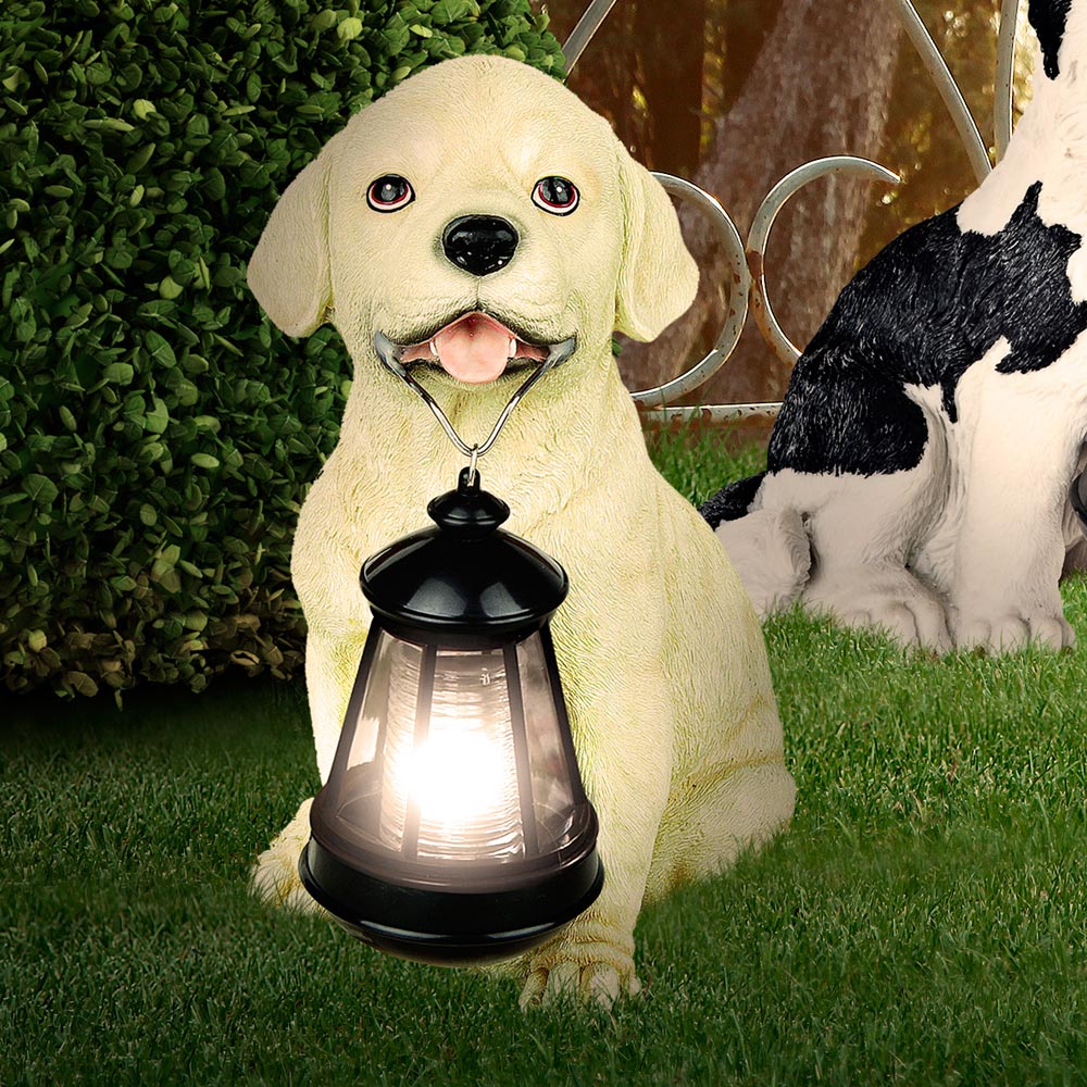 LED Solarleuchte, Hund Labrador mit Laterne, H 24 cm