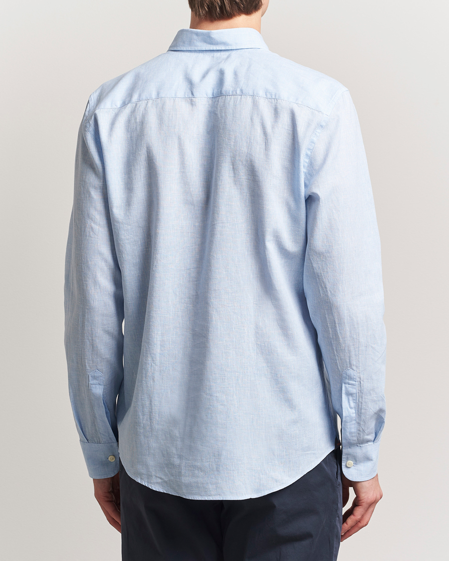 Morris Linen Checked Shirt Blue